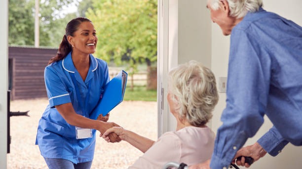 nurse taking care of old age man 